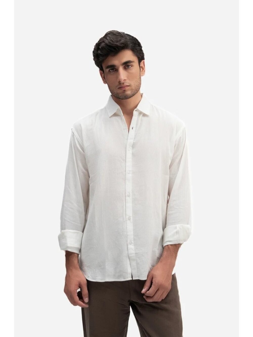 Zara Button Down Shirt Mens Size Large White Long Sleeve Regular Fit Spread Coll